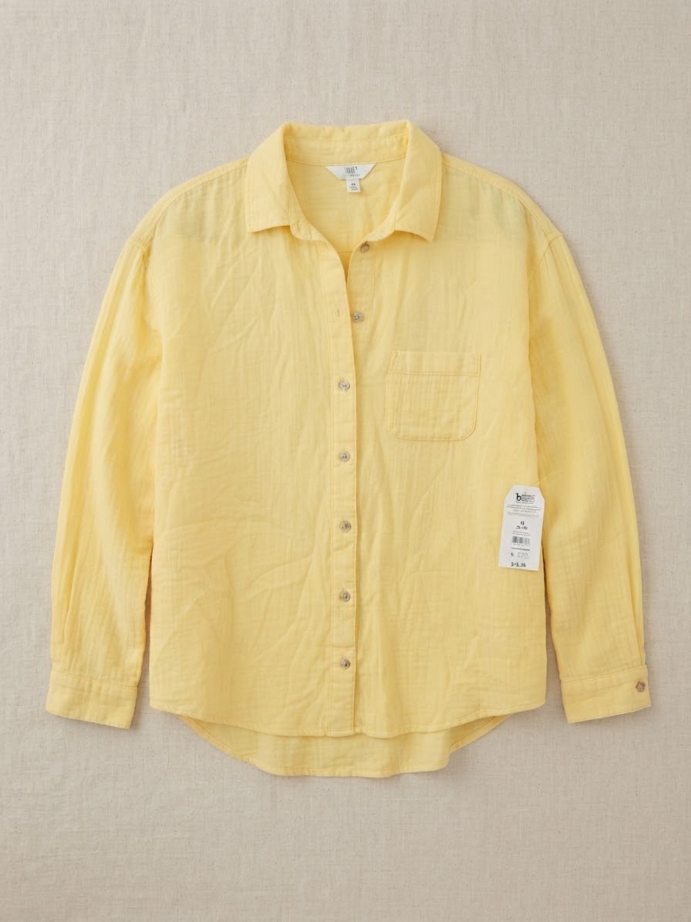 Time and Tru Pale Yellow Men's Button-Down Shirt